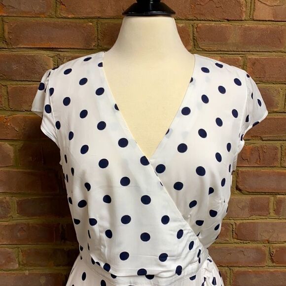 J. Crew White & Black Polka Dot Ruffle Front Dress Size 8 Tall - Picture 5 of 9